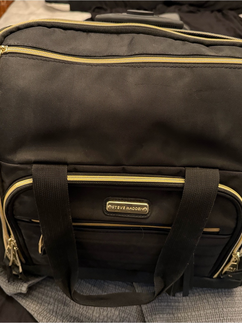 Steve Madden Black Backpack with Gold Hardware